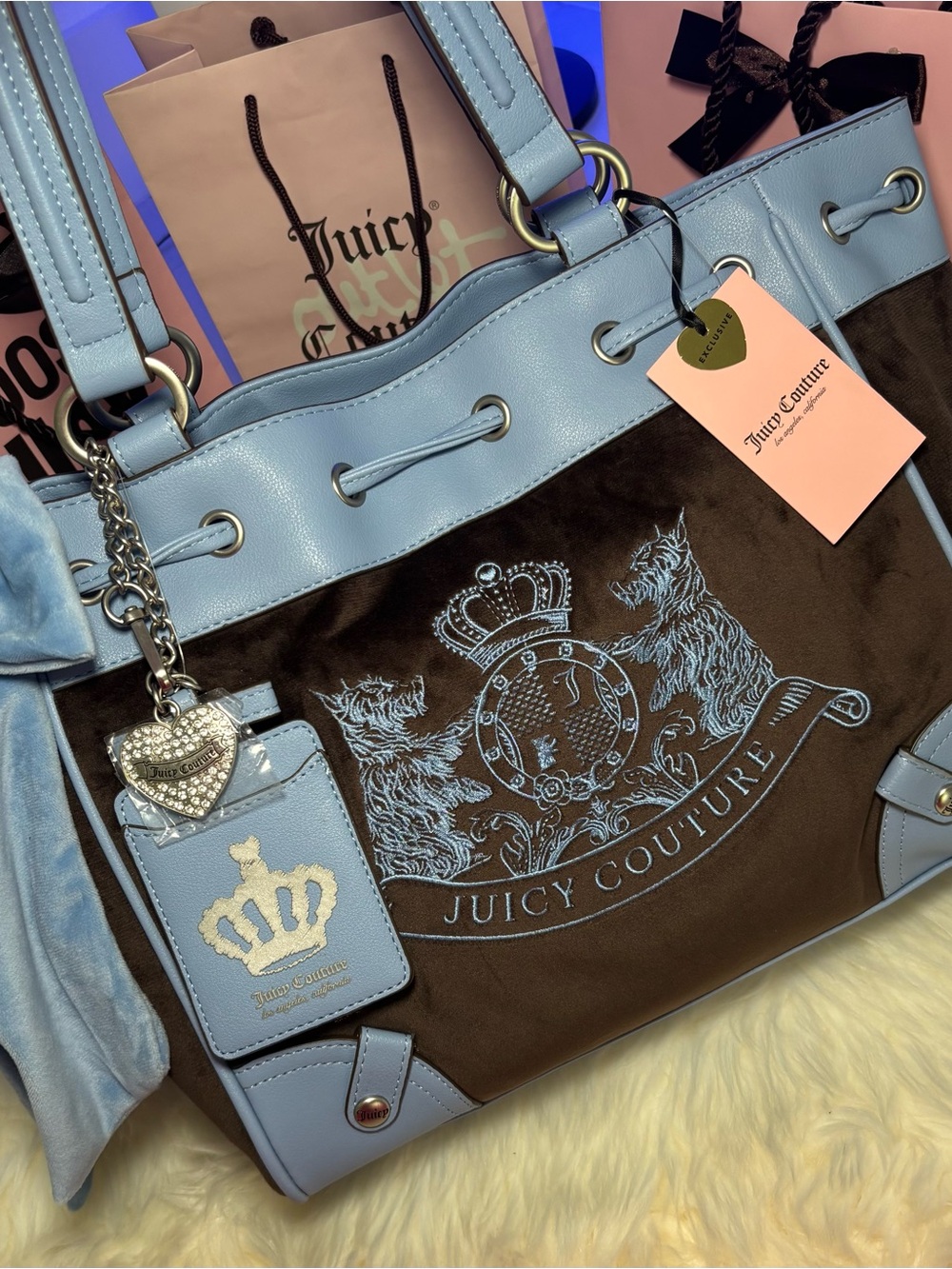 Juicy Couture brown & blue day dreamer bag NWT
